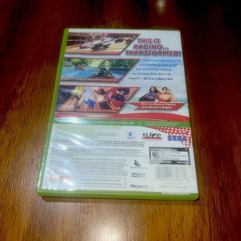 Sonic & All Stars Racing Transformed (Microsoft Xbox 360, 2012)